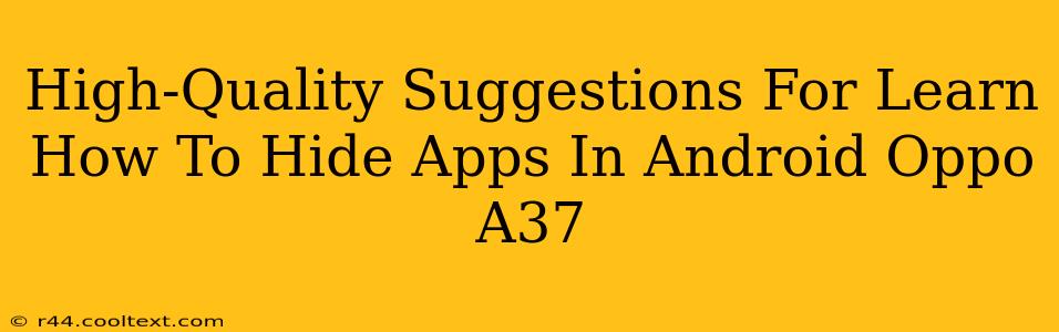 High-Quality Suggestions For Learn How To Hide Apps In Android Oppo A37