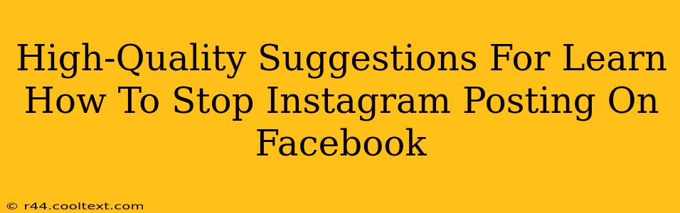 High-Quality Suggestions For Learn How To Stop Instagram Posting On Facebook