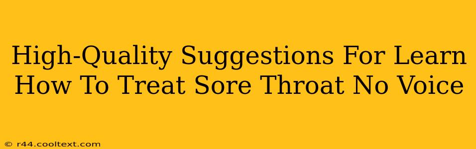 High-Quality Suggestions For Learn How To Treat Sore Throat No Voice