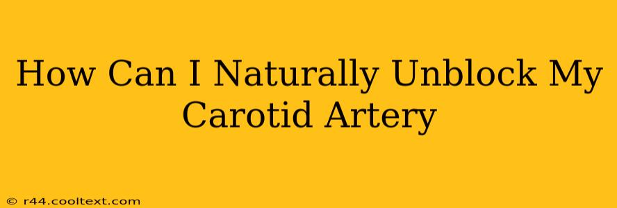 How Can I Naturally Unblock My Carotid Artery