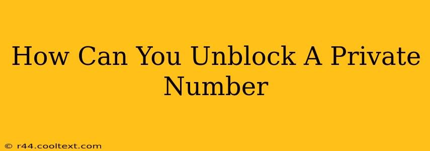 How Can You Unblock A Private Number