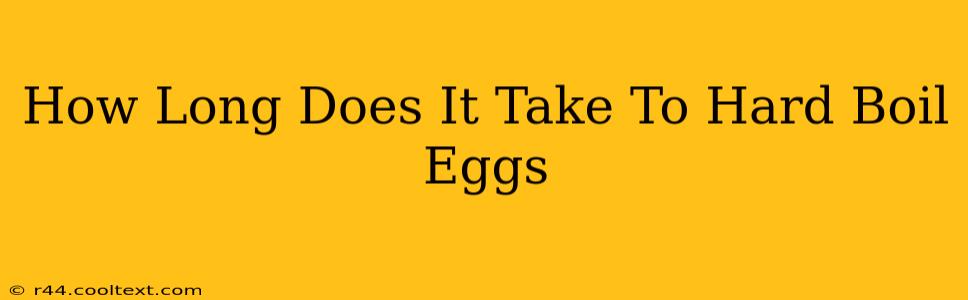 How Long Does It Take To Hard Boil Eggs