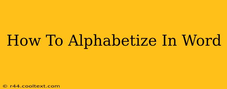 How To Alphabetize In Word