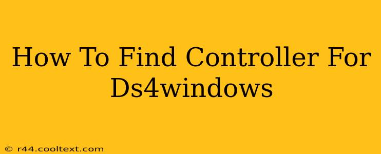 How To Find Controller For Ds4windows