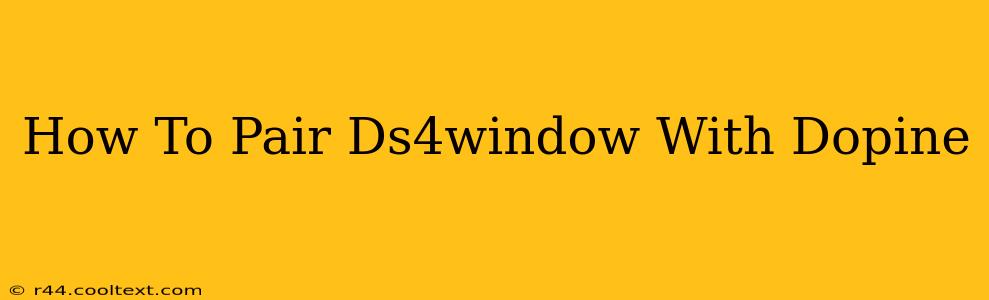 How To Pair Ds4window With Dopine