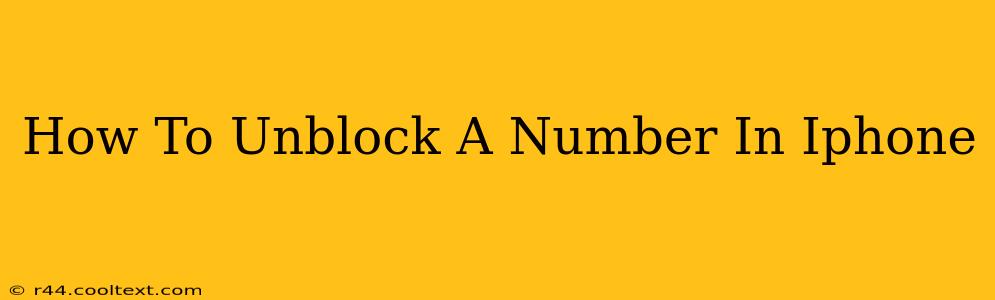 How To Unblock A Number In Iphone