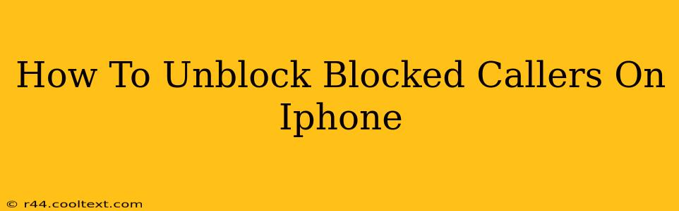 How To Unblock Blocked Callers On Iphone