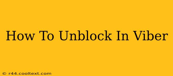 How To Unblock In Viber