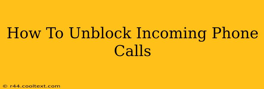 How To Unblock Incoming Phone Calls