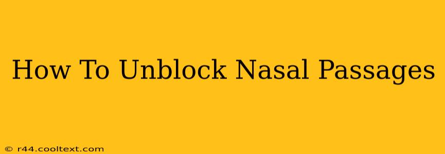 How To Unblock Nasal Passages