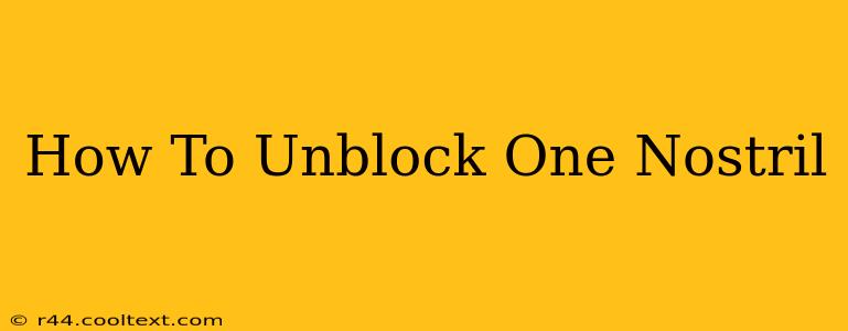 How To Unblock One Nostril