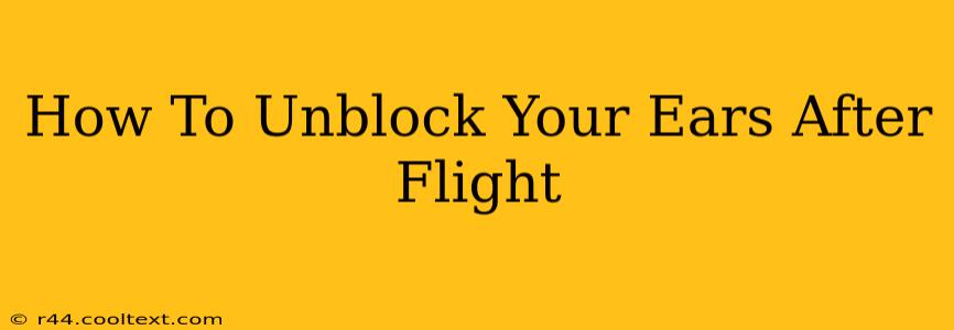 How To Unblock Your Ears After Flight