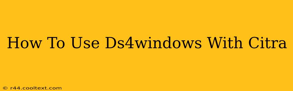 How To Use Ds4windows With Citra