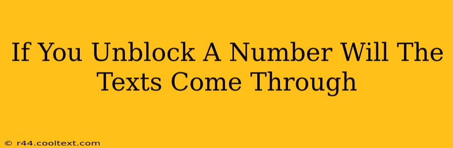 If You Unblock A Number Will The Texts Come Through