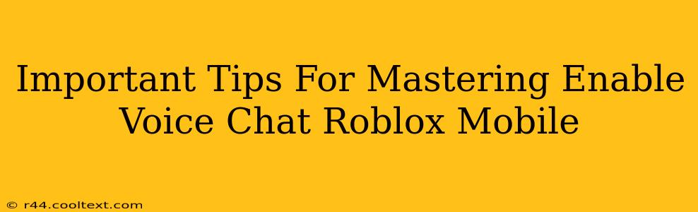 Important Tips For Mastering Enable Voice Chat Roblox Mobile