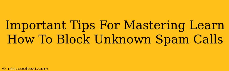 Important Tips For Mastering Learn How To Block Unknown Spam Calls