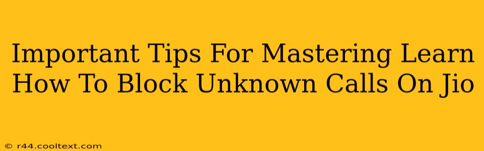 Important Tips For Mastering Learn How To Block Unknown Calls On Jio