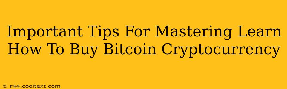 Important Tips For Mastering Learn How To Buy Bitcoin Cryptocurrency