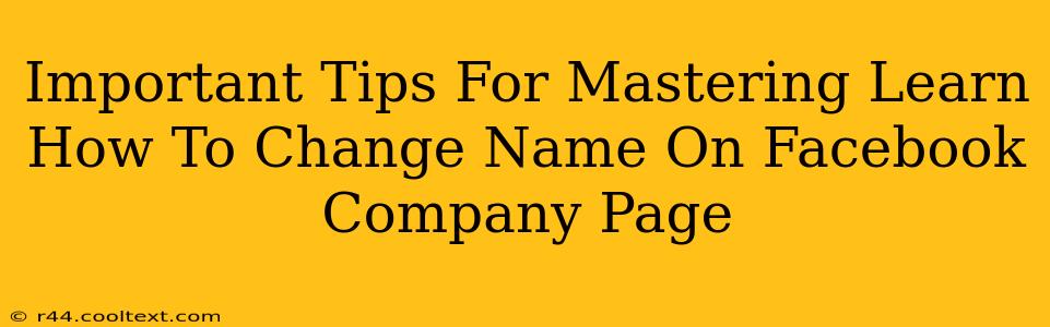 Important Tips For Mastering Learn How To Change Name On Facebook Company Page