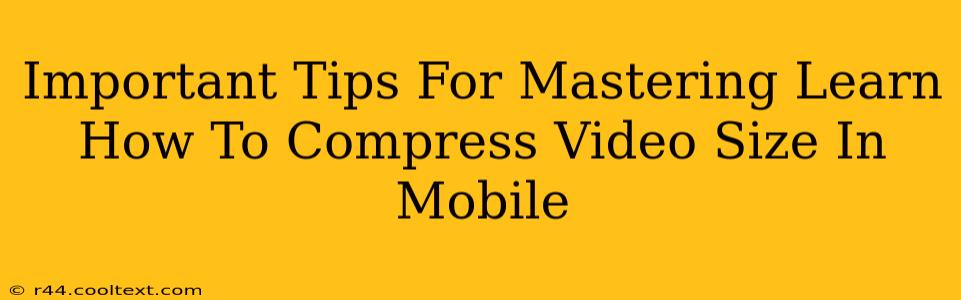 Important Tips For Mastering Learn How To Compress Video Size In Mobile