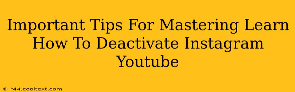 Important Tips For Mastering Learn How To Deactivate Instagram Youtube