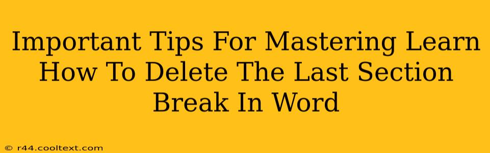 Important Tips For Mastering Learn How To Delete The Last Section Break In Word