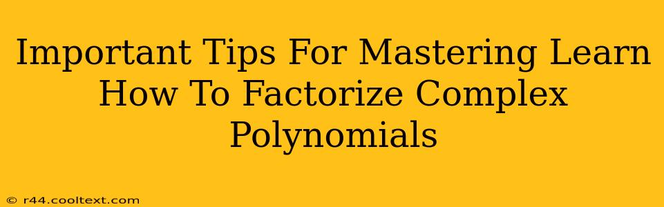 Important Tips For Mastering Learn How To Factorize Complex Polynomials