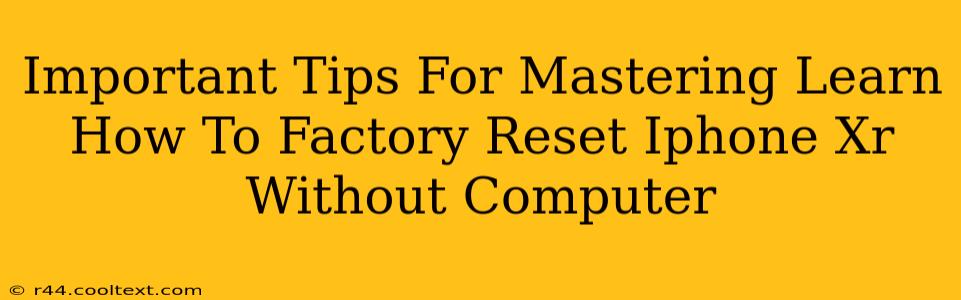 Important Tips For Mastering Learn How To Factory Reset Iphone Xr Without Computer