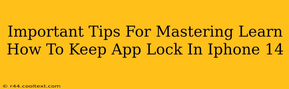 Important Tips For Mastering Learn How To Keep App Lock In Iphone 14