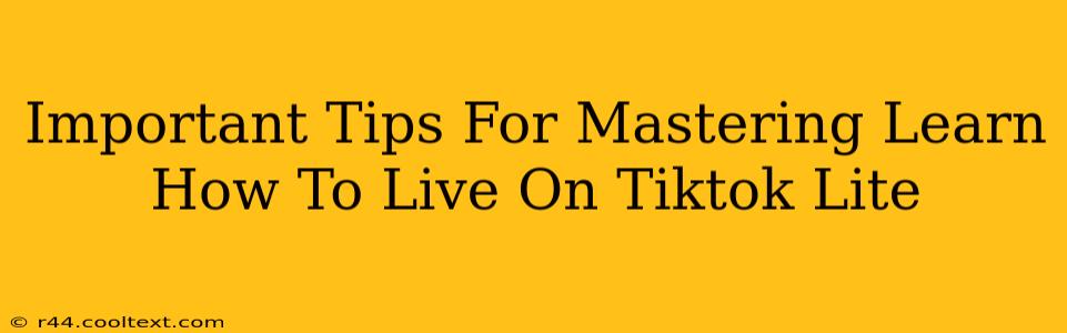 Important Tips For Mastering Learn How To Live On Tiktok Lite