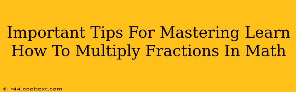 Important Tips For Mastering Learn How To Multiply Fractions In Math