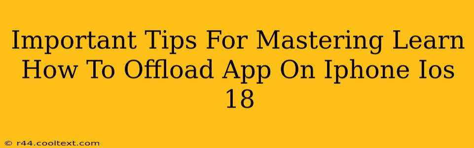 Important Tips For Mastering Learn How To Offload App On Iphone Ios 18