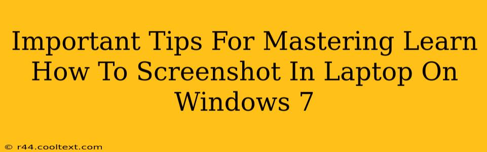 Important Tips For Mastering Learn How To Screenshot In Laptop On Windows 7