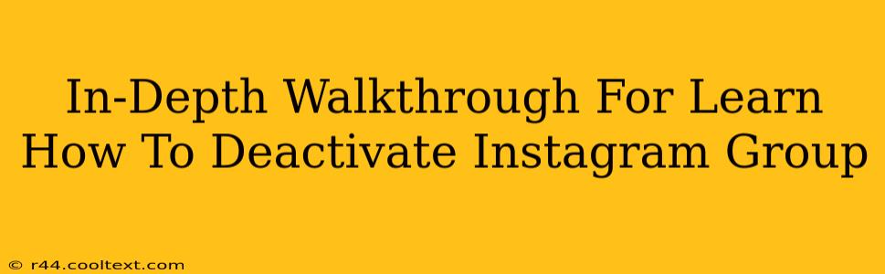 In-Depth Walkthrough For Learn How To Deactivate Instagram Group