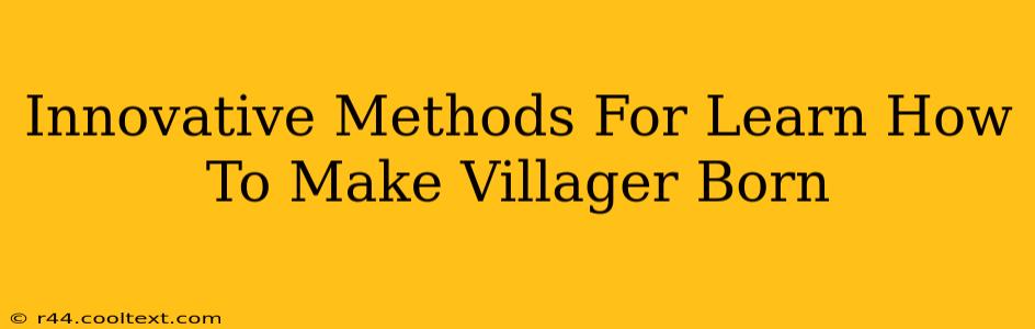 Innovative Methods For Learn How To Make Villager Born