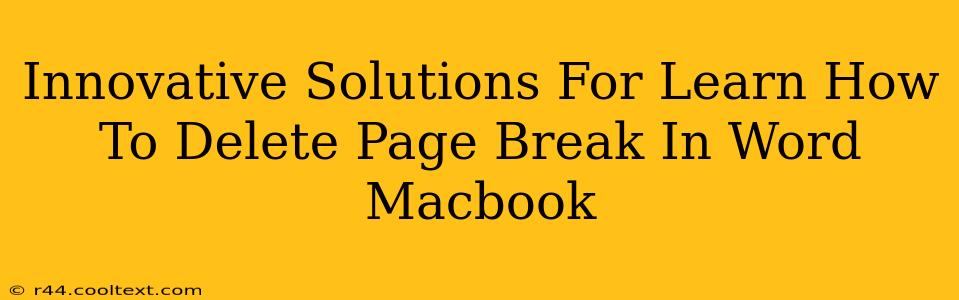 Innovative Solutions For Learn How To Delete Page Break In Word Macbook