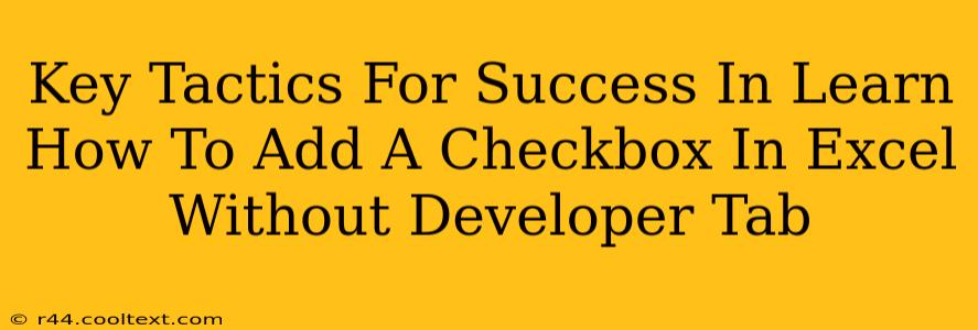 Key Tactics For Success In Learn How To Add A Checkbox In Excel Without Developer Tab