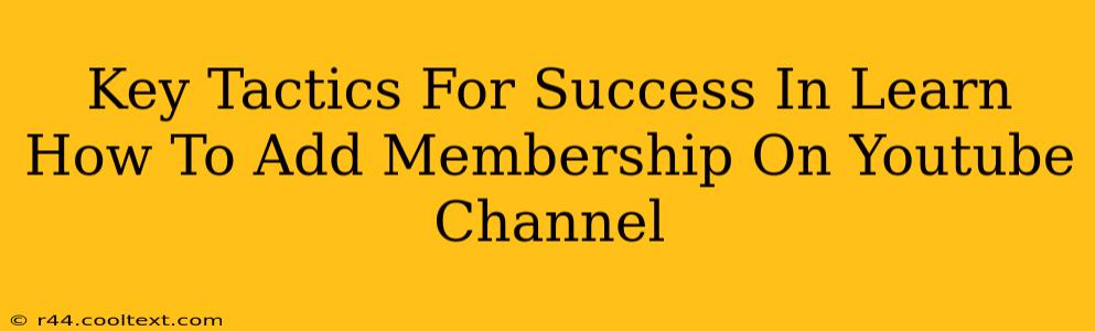 Key Tactics For Success In Learn How To Add Membership On Youtube Channel