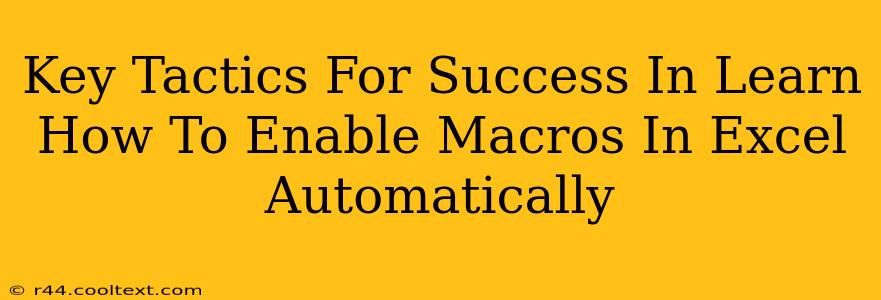 Key Tactics For Success In Learn How To Enable Macros In Excel Automatically