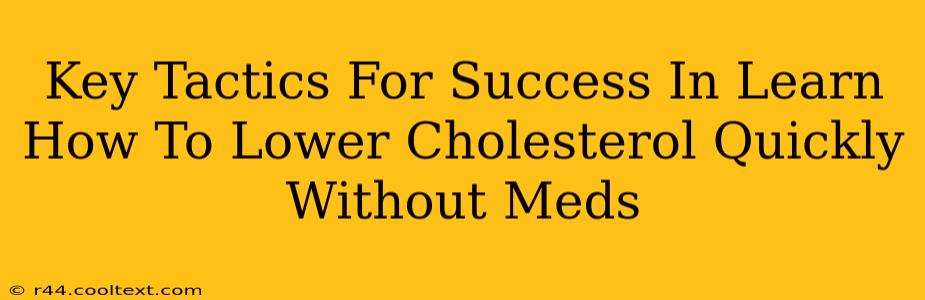 Key Tactics For Success In Learn How To Lower Cholesterol Quickly Without Meds