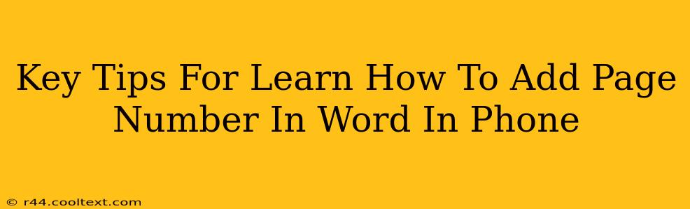 Key Tips For Learn How To Add Page Number In Word In Phone