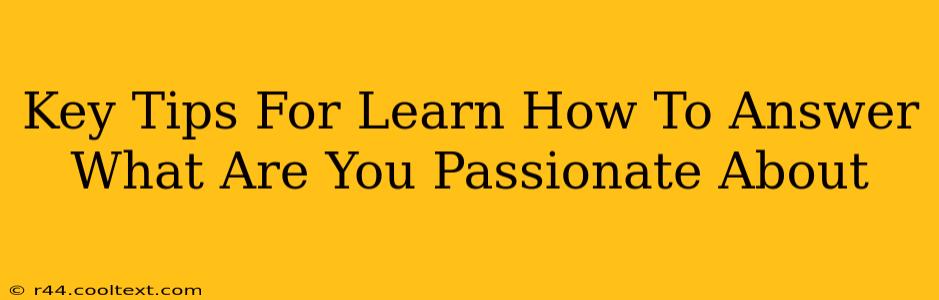 Key Tips For Learn How To Answer What Are You Passionate About