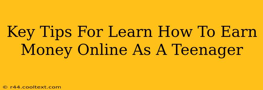 Key Tips For Learn How To Earn Money Online As A Teenager