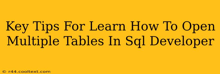 Key Tips For Learn How To Open Multiple Tables In Sql Developer