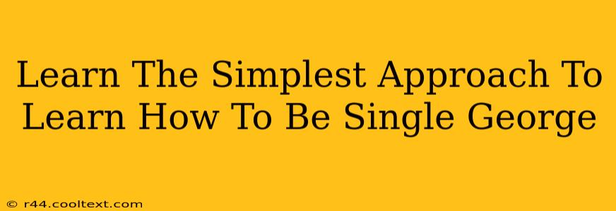 Learn The Simplest Approach To Learn How To Be Single George