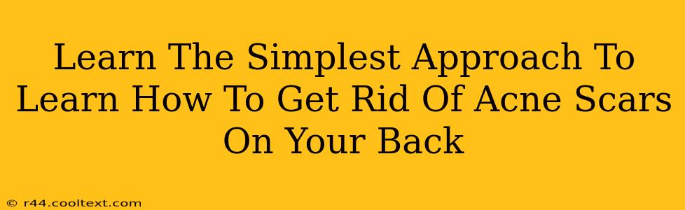 Learn The Simplest Approach To Learn How To Get Rid Of Acne Scars On Your Back