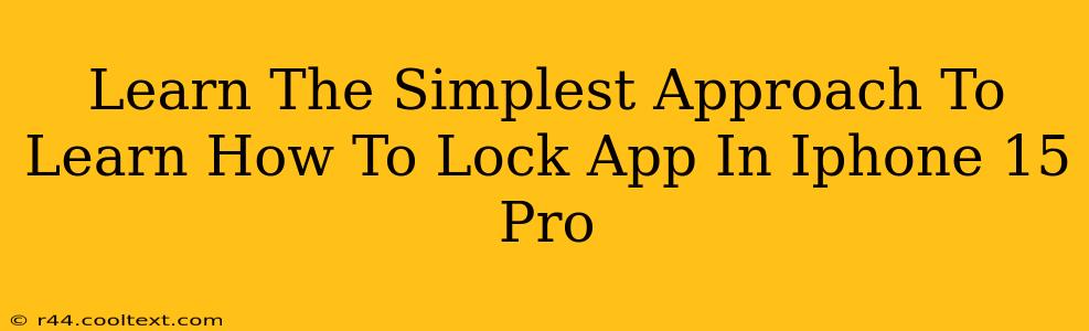 Learn The Simplest Approach To Learn How To Lock App In Iphone 15 Pro