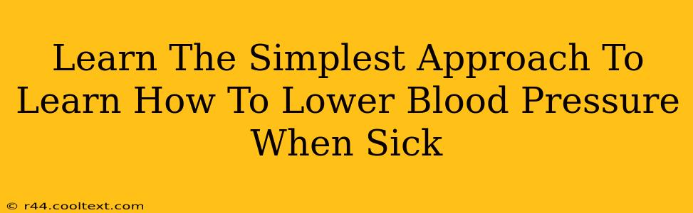 Learn The Simplest Approach To Learn How To Lower Blood Pressure When Sick