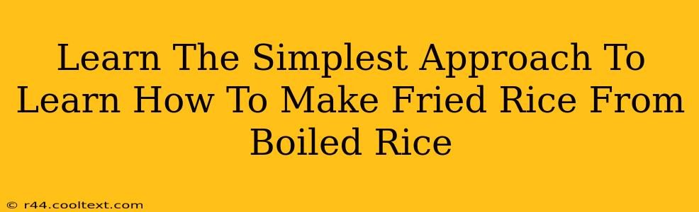 Learn The Simplest Approach To Learn How To Make Fried Rice From Boiled Rice