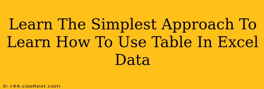 Learn The Simplest Approach To Learn How To Use Table In Excel Data